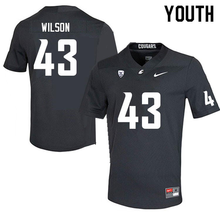 Youth #43 Ben Wilson Washington State Cougars College Football Jerseys Sale-Charcoal - Click Image to Close